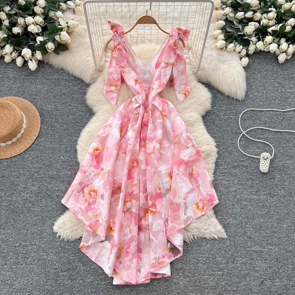 Chic vintage sleeveless butterfly print Elegant Fairy korean fashion Boho dress women clothing dress