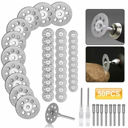 50 Pcs Diamond Cutting Wheel Set Drill Metal Cut Off Disc for Dremel Rotary Tool Notching Die Grinder Bits