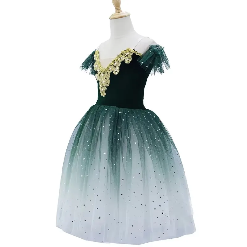 Nuovo tutù di balletto professionale lungo abito in tulle per ragazze vestito da balletto cigno bianco performance ballerina di danza costume per bambini per ragazze