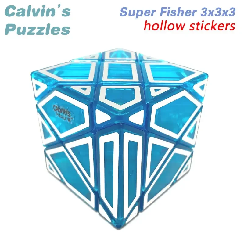 Calvin's Puzzles Super Fisher 3x3x3 Cube Ice Green Blue Hollow Stickers Magic Cube Speed Puzzle Brain Teasers Educational Toys