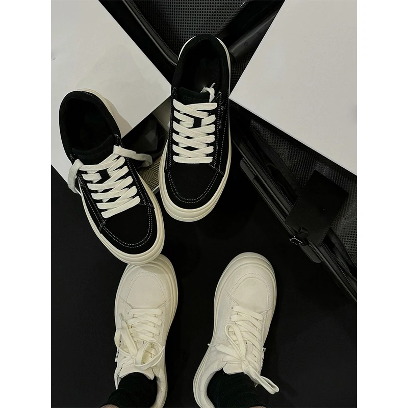 

Classic round Toe Men's Casual Shoes New Style Thick Bottom Commuter Sports Versatile White Shoes Rubber Sole Ultra Comfortable