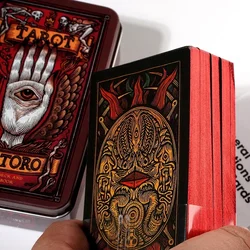 Del Toro Tarot in Tin Metal Box 78pcs Cards Gilded Edge Guidebook Light Seer's Tarot Deck Stocking  Blooming Cat