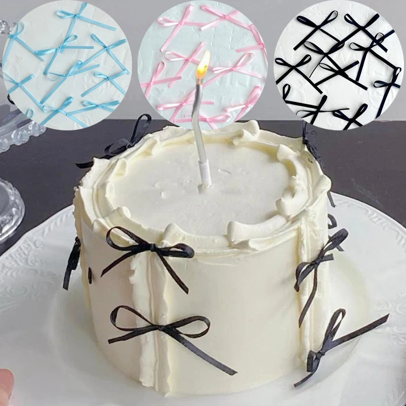 10 Uds. De decoración de pasteles, cinta de Ballet, lazo para pasteles, adorno multiusos divertido, lazos rosas, azules y negros, decoración para cupcakes de feliz cumpleaños