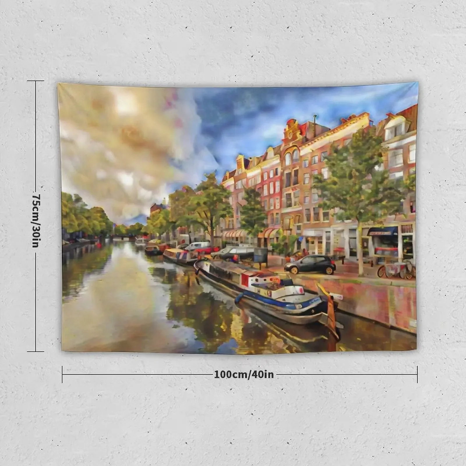 Amsterdam Canal in Netherlands Tapestry Funny Luxury Living Room Decoration Room Decor Cute Tapestry