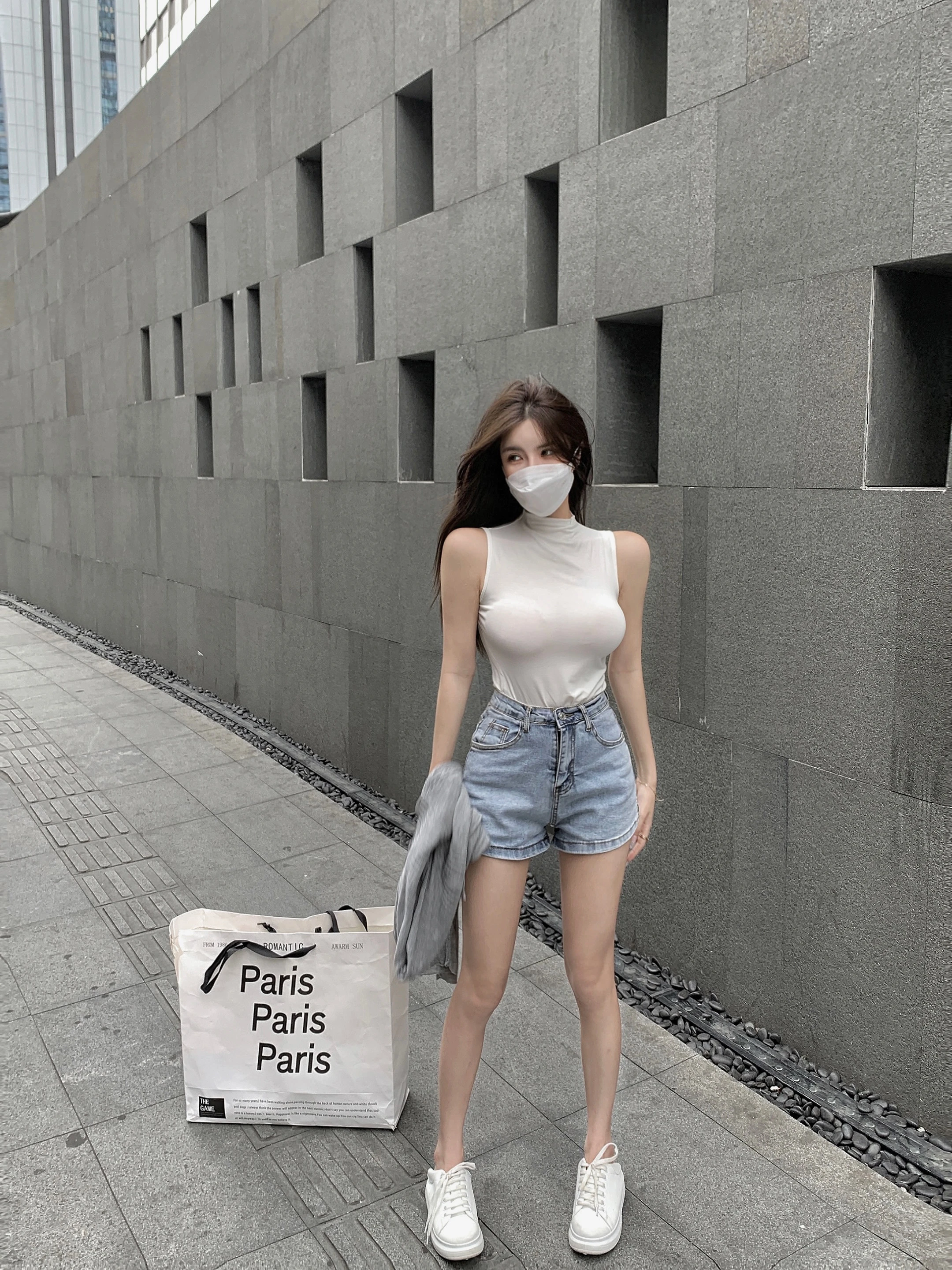 Y2K Korean Fashion Crop Tank Cami Top Women Japanese Turtleneck Sexy Skinny Vitnage Black White T-shirt Woman  Sleeveless Tshirt