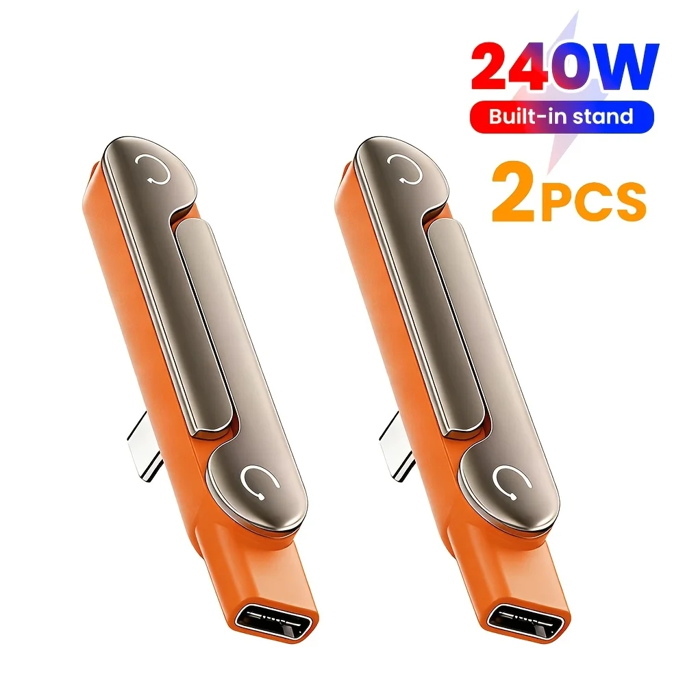 

2pcs Foldable 240W Bracket Adapters, 240W Fast Charging Type C Data Cable Adapters, Pack of 2 OTG Adapters for 240W Brackets