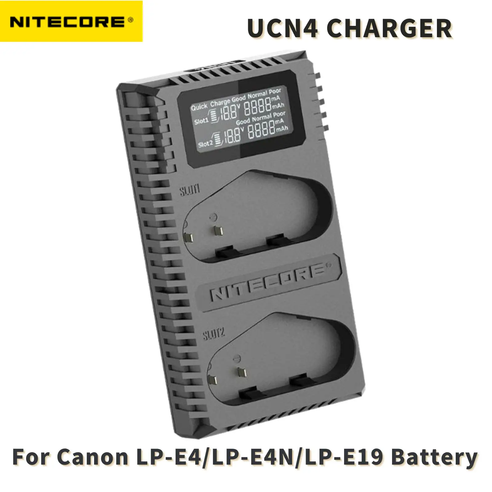 

NITECORE UCN4 Pro Dual Slot USB QC LP-E4 LP-E4N LP-E19 Charger For Canon DSLR EOS 1D 1DX 1DS Mark II SLR Camera Battery