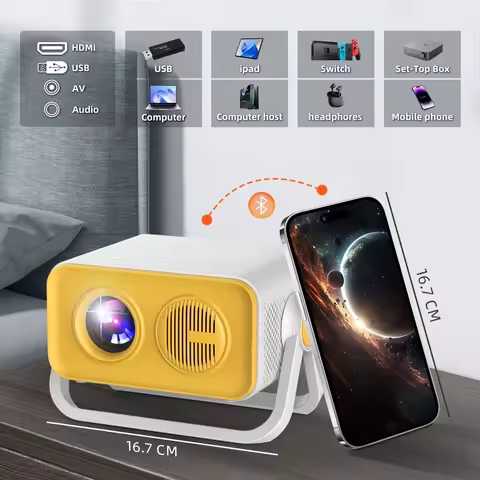 2025 New HT23 PRO Native Portable Projector 800ANSI 1080P Auto Focus Keystone Correction Android13 BT5.2 WIFI6 360° Home Cinema