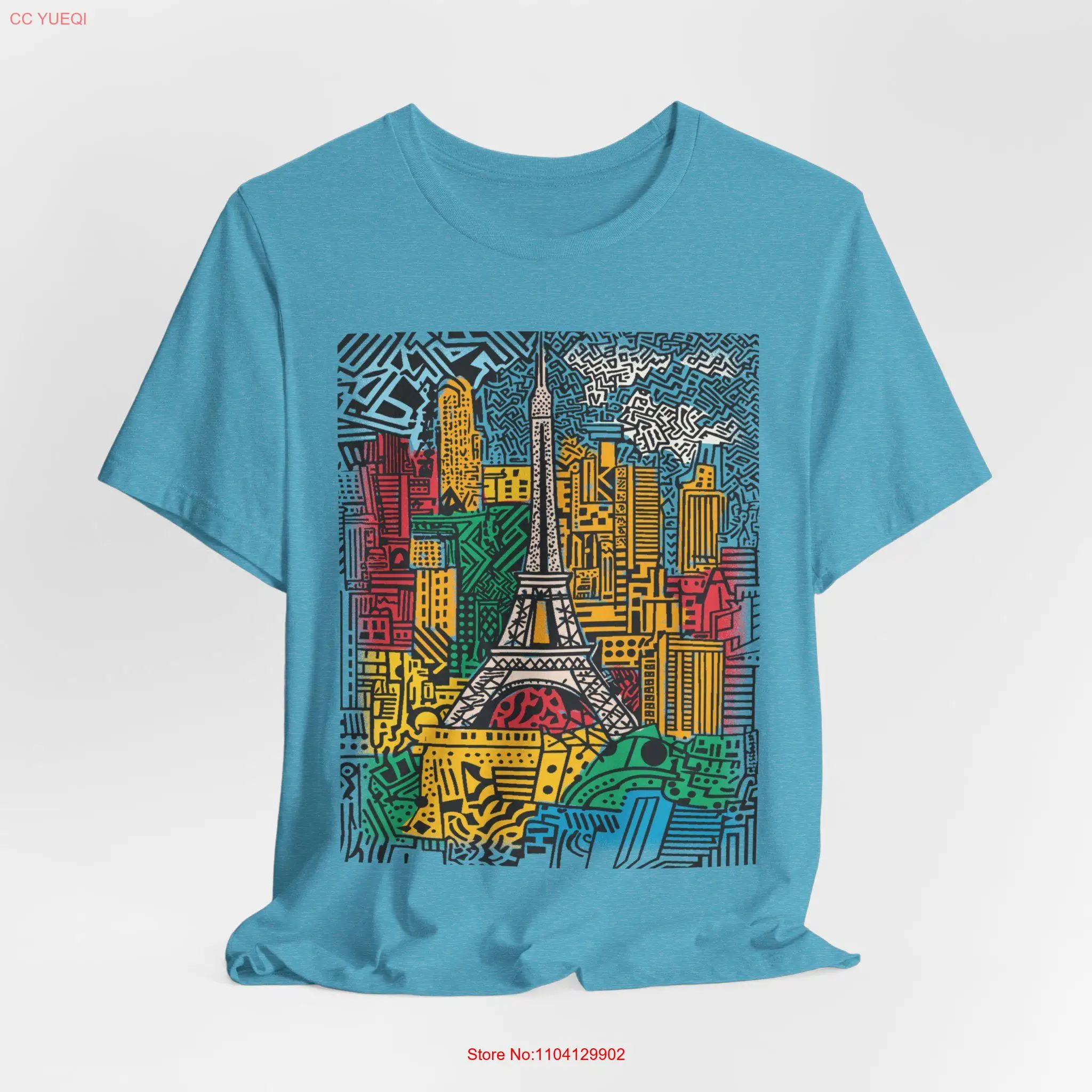 Paris T Shirt Cityscape Travel Vintage Style for her AbstracT long or short sleeves