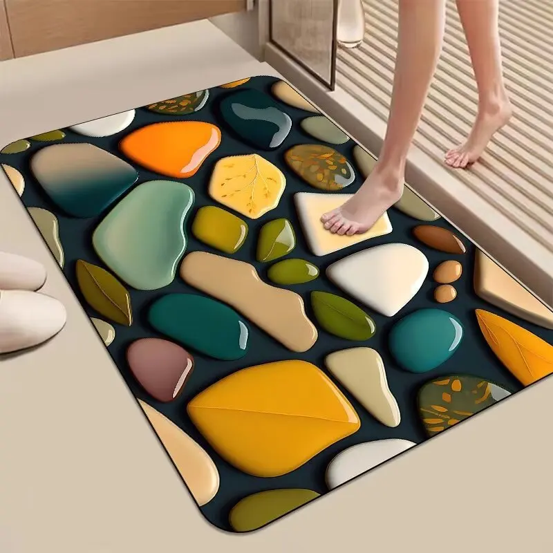 Stereoscopic Vision Door Mat Living Room Color Goose Soft Stone Decoration Carpet Living Room Dirt Resistant Rug Home Decoration