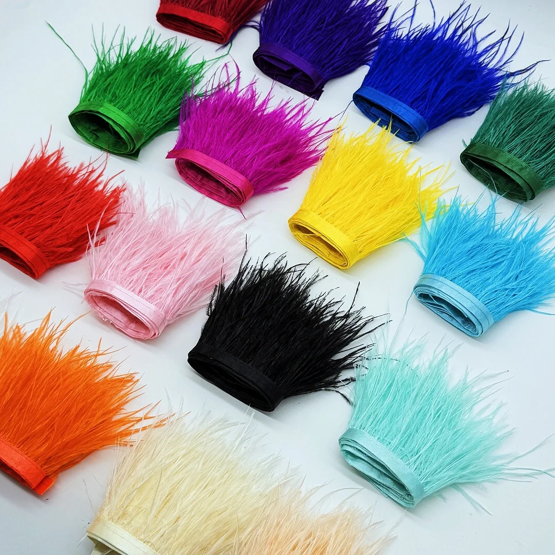 100cm Colored Ostrich Feather Trim Fringe DIY crafts | Costume Accessory for Dancewear, Carnival Headdress & Gift Wrapping