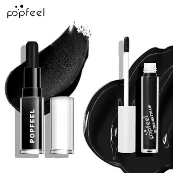 POPFEEL Halloween Lip Makeup Kit Černá rtěnka, černý lesk na rty, matná rtěnka, dlouhotrvající 10 nejlepší prodej Matná rtěnka Medora - №3