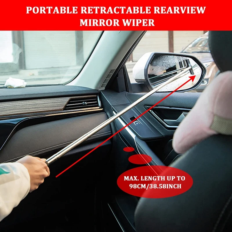 Car Retractable Rearview Mirror Wiper Adjustable Car Rearview Door Mirror Brush Mirror Wiper With Layered Brush Head