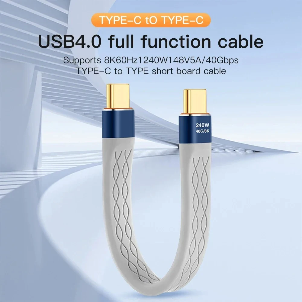 240W Type-C to Type-C 5A Short Cable USB C Fast Charging for Samsung iPhone 15 Xiaomi Redmi Macbook Thunderbolt 4 3 HUB Tablet