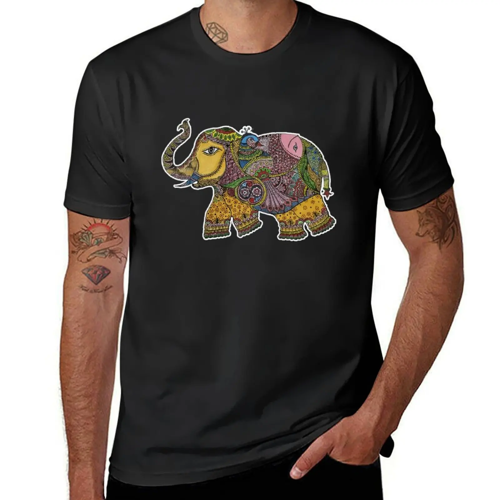 Mandala Spirit animal Elephant, Peacock and Fish T-Shirt Aesthetic clothing customizeds sweat Men's t-shirts