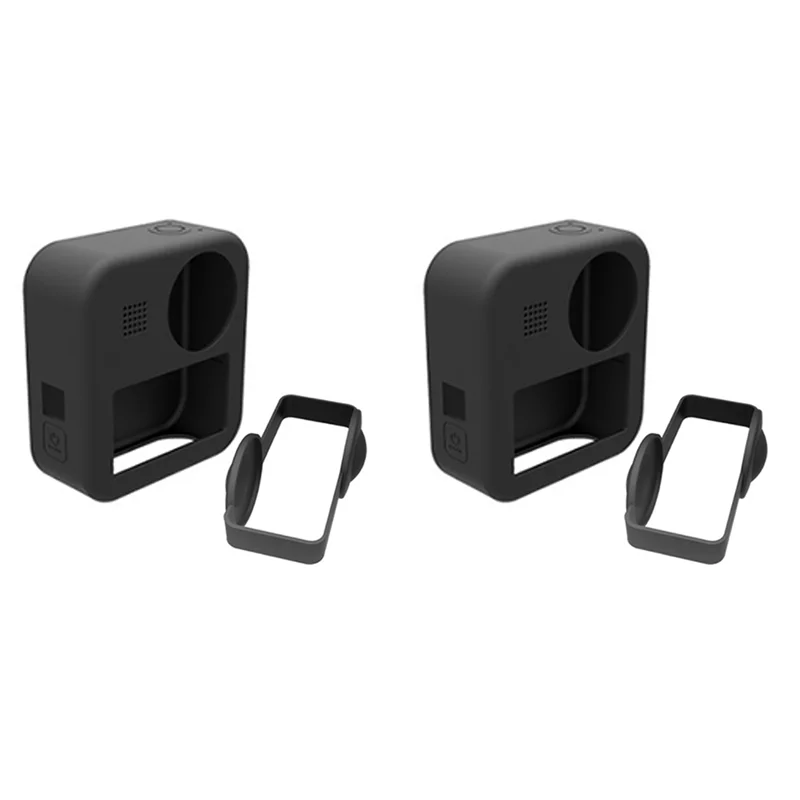 【B74A】2X funda protectora de silicona para cámara deportiva Gopro MAX 360 piezas de lente domo protectora profesional (negro)