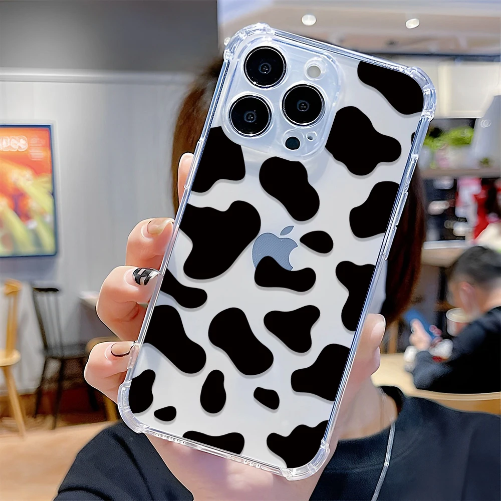 Simple Line Zebra Cow Pattern Phone Case For IPhone 15 14 13 12 11 Pro X XS XR Max 7 8 Plus Shockproof Soft Clear TPU Back Cover