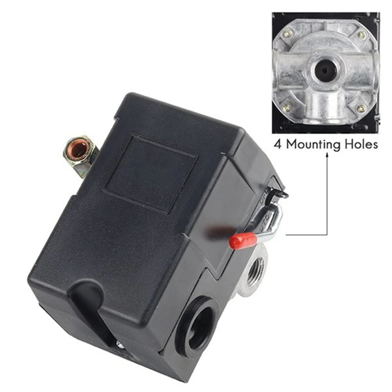 Air Compressor Pressure Switch Pressure W/Valve Control Regulators Gauge 90-120PSI 4 Port Safety Valve Air Compressor