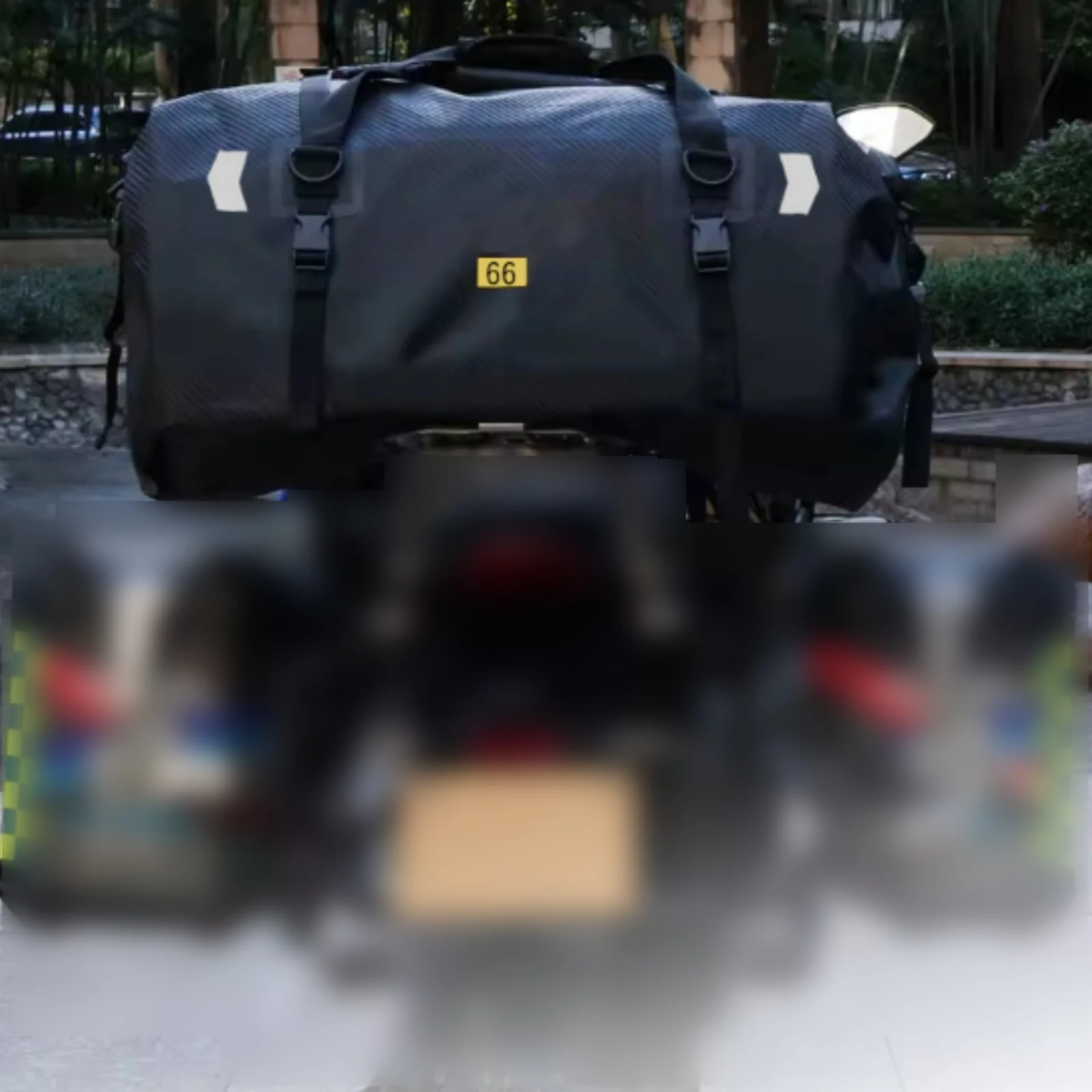 Motorcycle Tail Bag Waterproof Motorcycle Luggage Bag Reflective Spacious for Motorcyclists, Road Trips, Commuting
