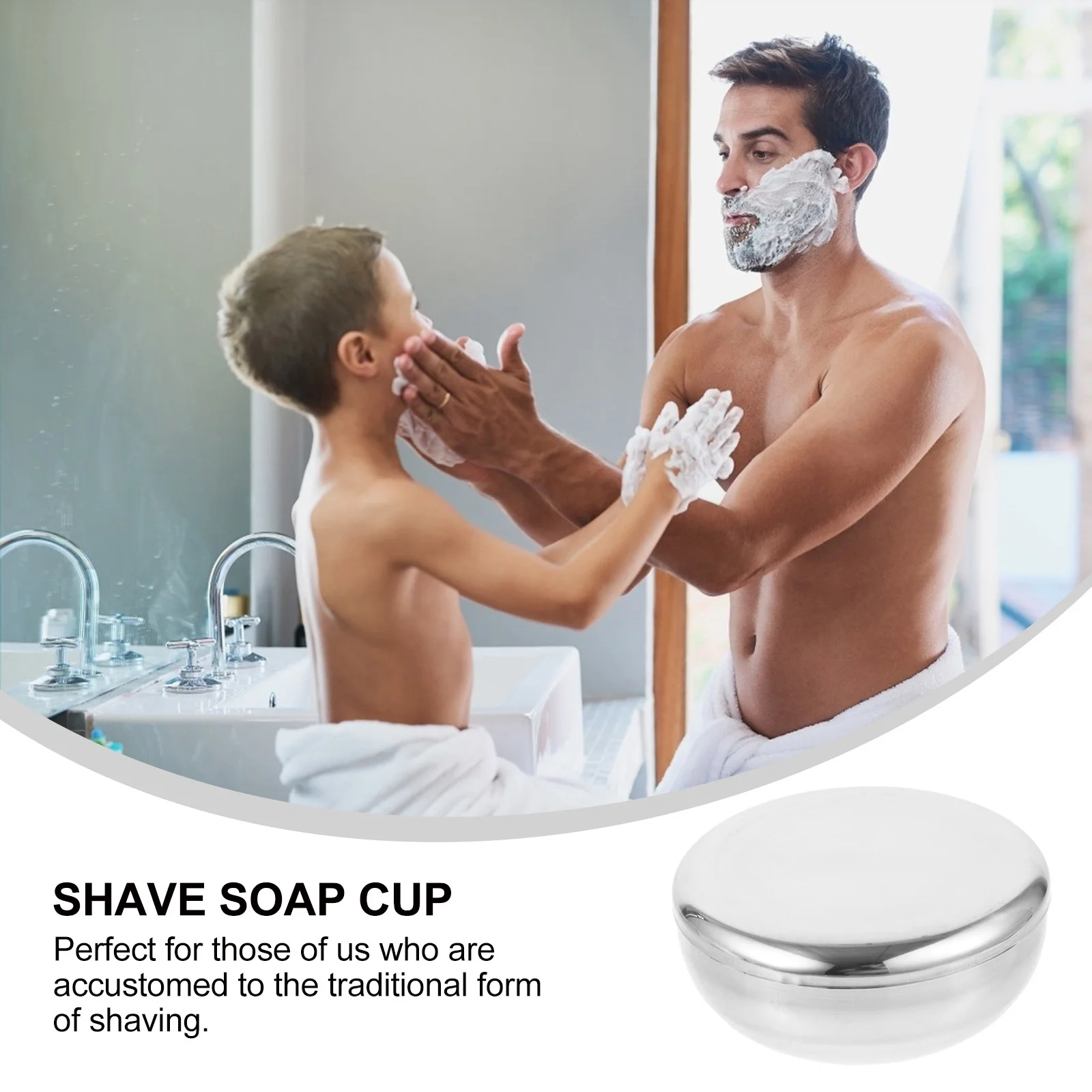 

Shaving Bowl Stainless Steel Silver 52Mm H 73Mm D Durable Men Shave Soap Cup Portable Classic Shaving Mug For Gift