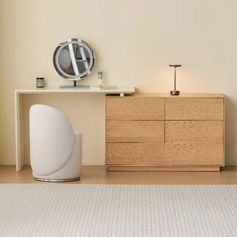 Minimalist Mirror Vanity Table Storage Brown Wood Drawers Nightstands Vanity Table Living Room Home Schminktisch Furniture