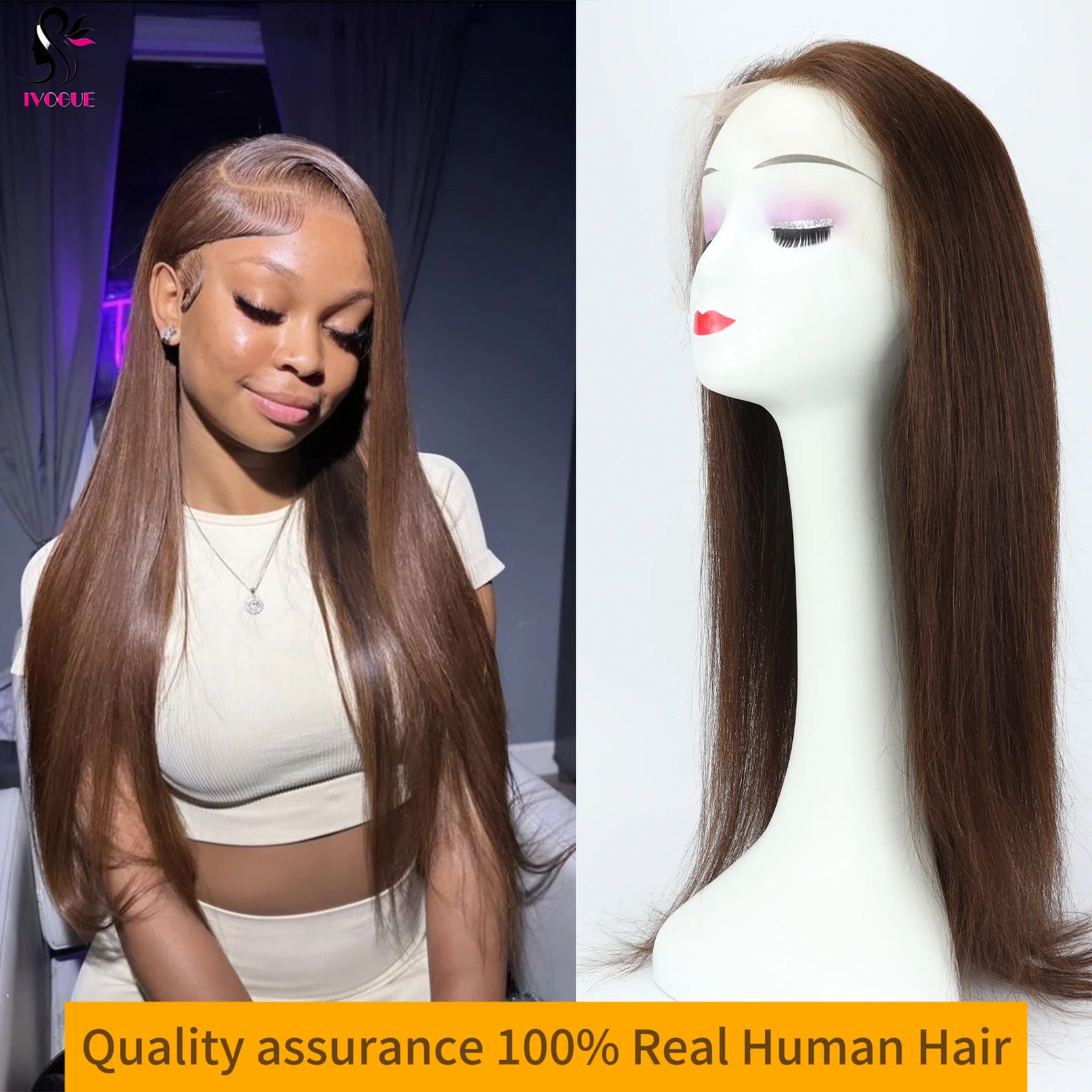 

Woman's Invisible Strap 360 Glueless Full Real HD Lace Wigs Real Human Hair Straight Pre Plucked Easy to wear Natural Hairline