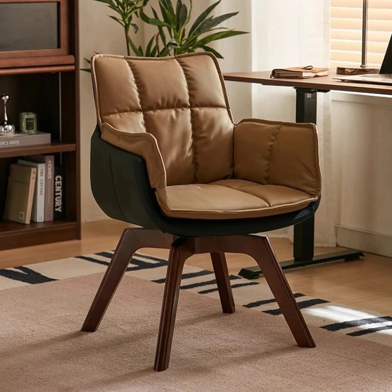 

Вращающийся компьютерный стул из цельного дерева, спинка, офисный стул, удобный сидячий и не уставший