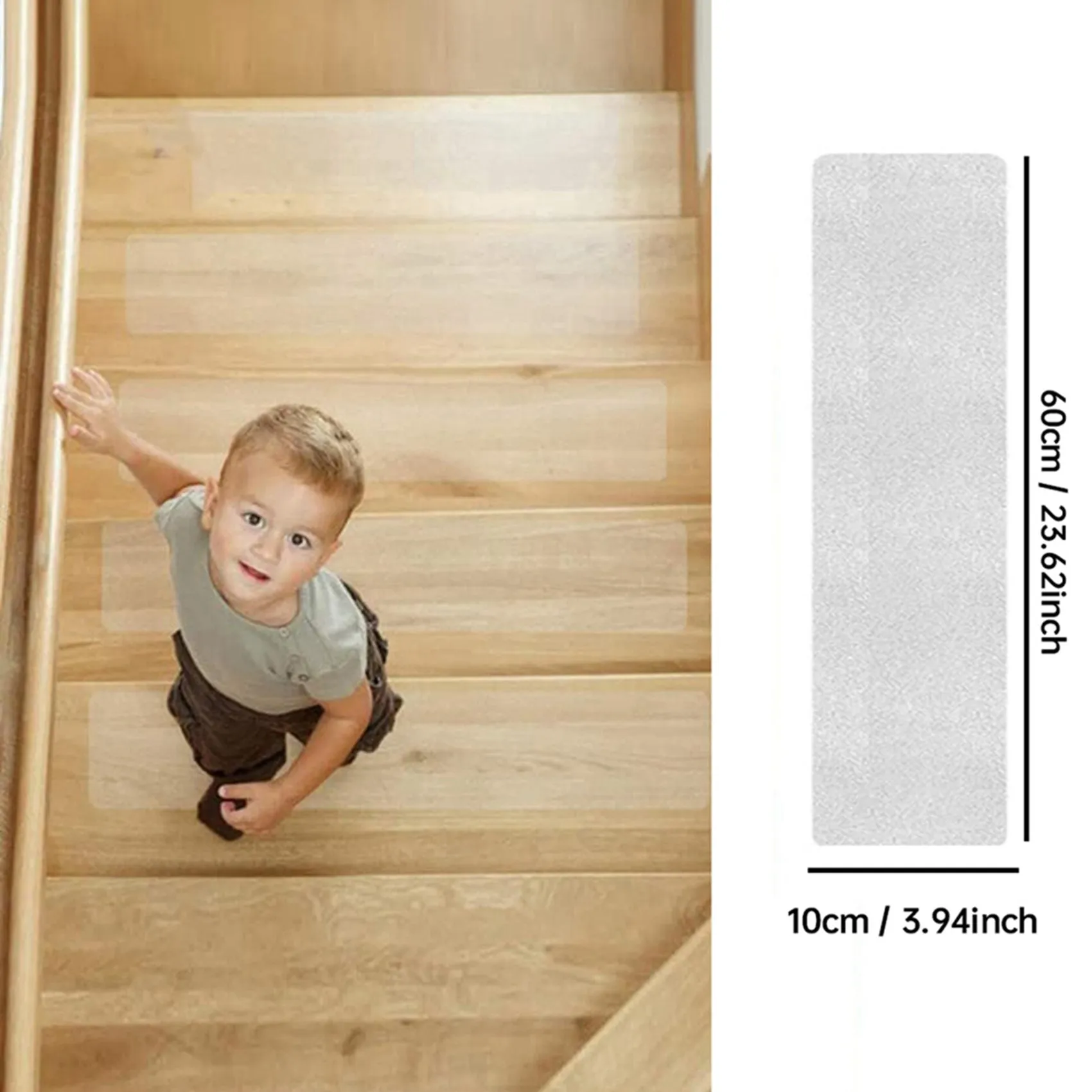 M12K-2X Transparent Non-Slip Stair Treads Tape For Wooden Steps 4X24inch 15 Count Clear Safety Anti Slip Stair Grips