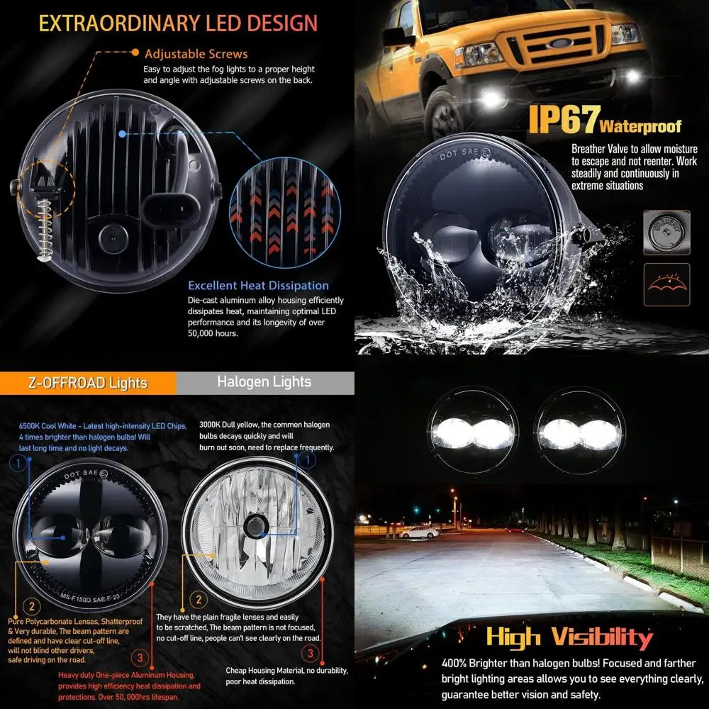 زوج من مصابيح الضباب LED بقدرة 48 وات 4.5 لسيارة Ford Expedition & 2008-2011 Ranger #1