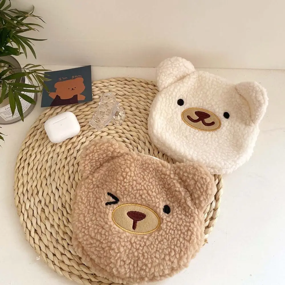 Bear Plush Cosmetic Bag Lamb Pencil Case Lamb Wool Toiletries Bag Lager Capacity Stationery Bag Cartoon Design Makeup Bags