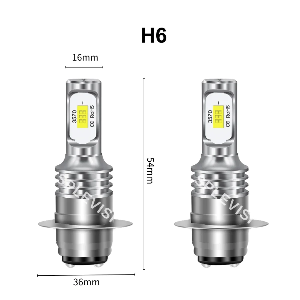 2x H6 Montaggio Lampadine per fari a LED 70W 8000LM/Coppia adatte per Yamaha Banshee 350 Yamaha Bear Tracker 250 Yamaha Grizzly 125