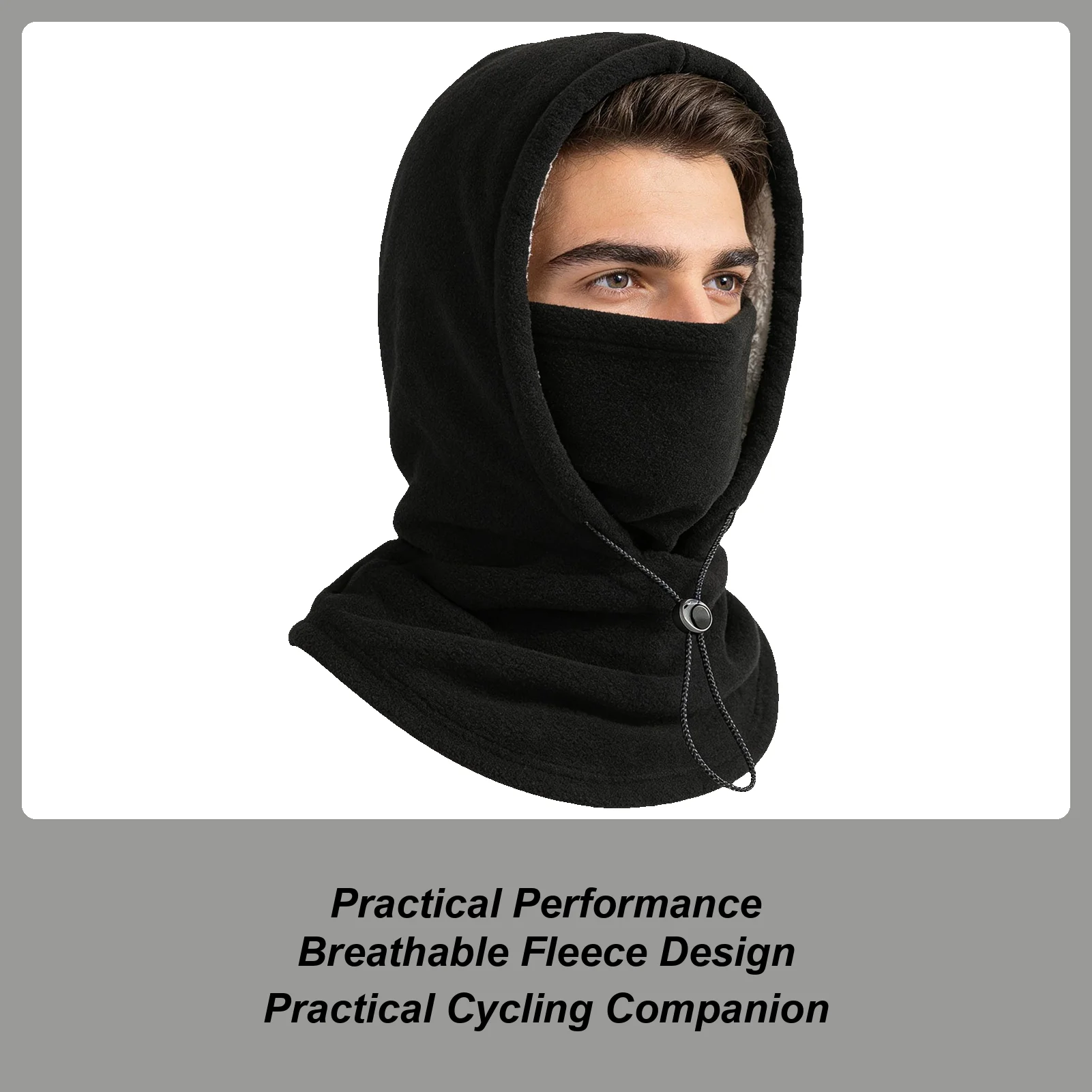 

Winter Hat With Face Cover Warm Windproof Breathable Adjustable Drawstring Headwear Winter Hood Hat For Cold Weather Cycling