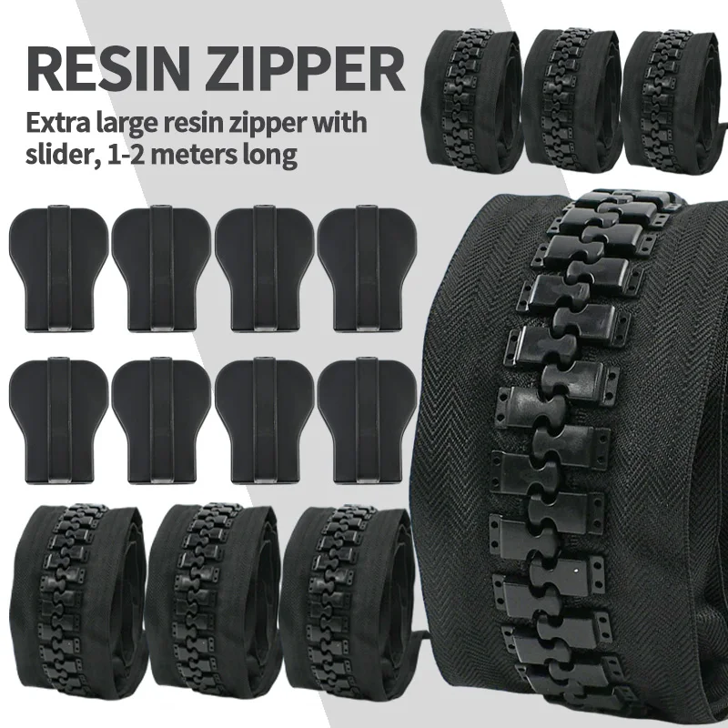

1/2Meters 30# Extra Large Resin Zippers with Zipper Puller Slider Outdoor Tent Luggage Closure Zips Repair Sewing Accessories