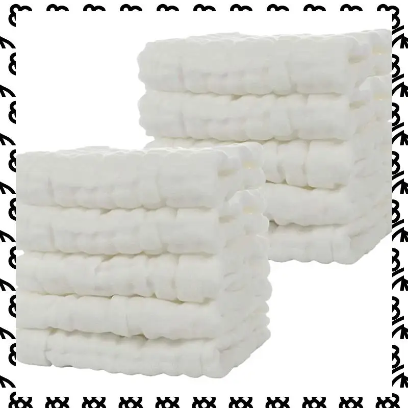 

A07I Baby Muslin Bath Towels, 40 Pack Of Reusable Soft Absorbent Cotton Baby Face Towel, For Baby's Delicate Skin White