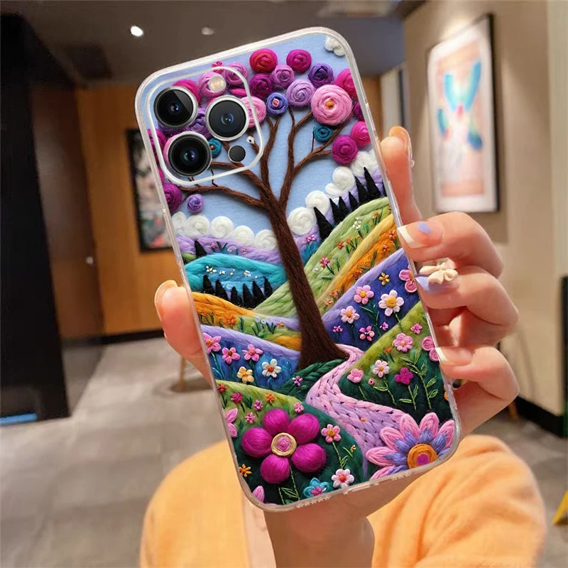 حافظة هاتف Carcasa Funda لهاتف iPhone 17 Pro Max Air 16 15 14 13 Pro Max 15 16 Pro 15Plus حافظة مشهدية لشجرة الفن الفرنسية