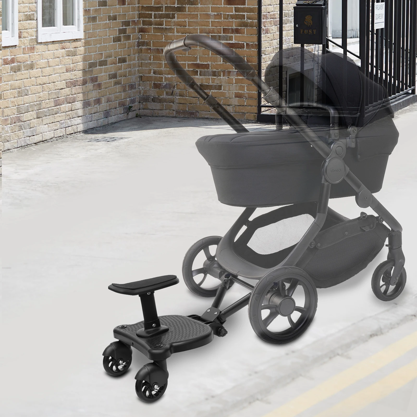 Universal Stroller Board with Detachable Seat 2 in1 Buggy Board Suitable for 3-7 Years Old Children Weighing Up To 55 Lbs