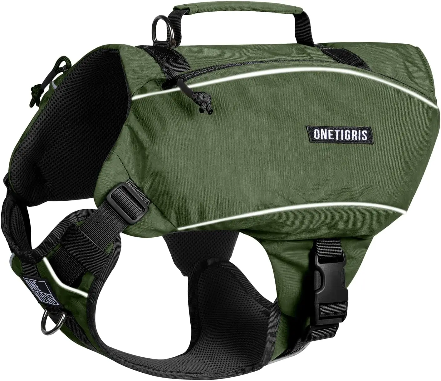 

Y-Shaped Dog Backpack with Handle, Pockets, Lightweight Hiking Gear for Dogs (Large, Green)
