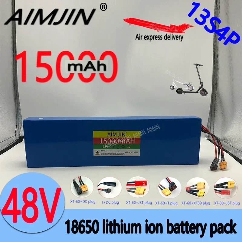 48V15Ah Bike18650Li-ion Battery13S4P800W48V for Kugoo M4/M4Pro/M5/M5Pro /Max Speed Li-ion Replacement Batteries with BMS+Charger