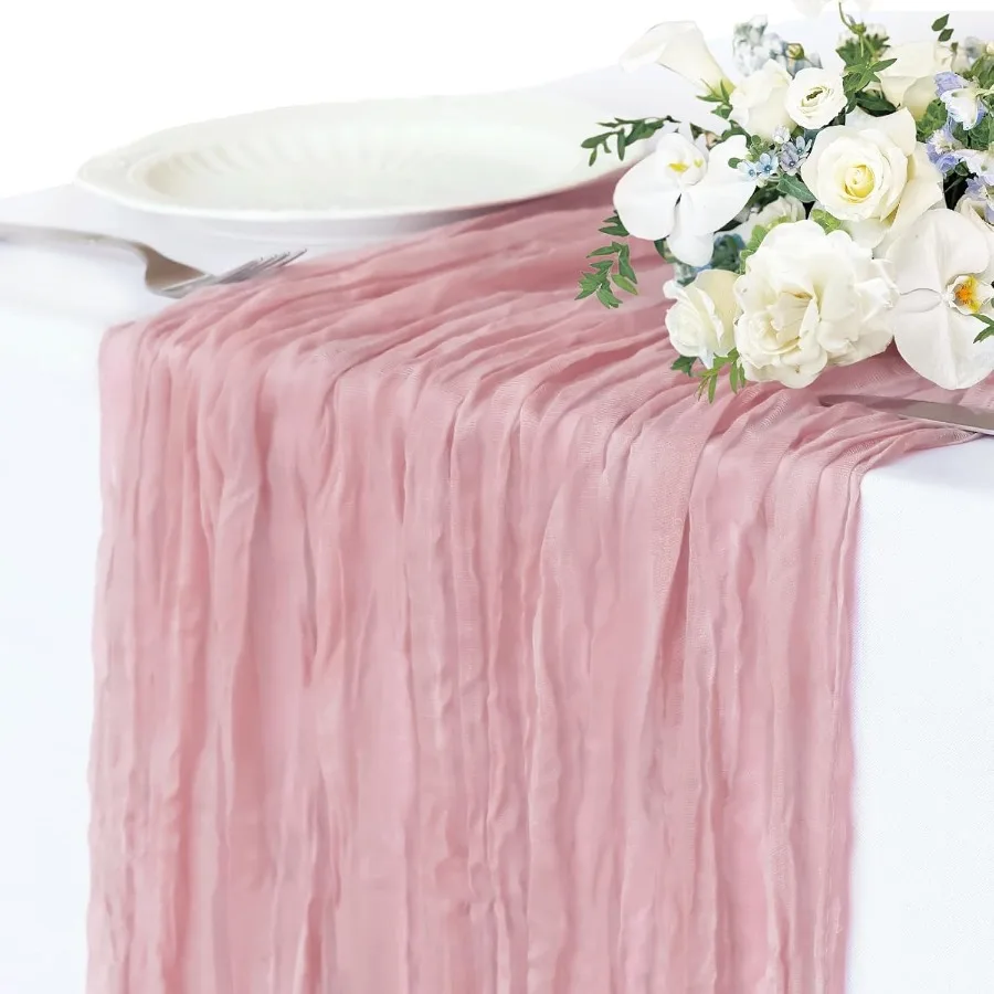 

Pink Cheesecloth Table Runner 10FT Dusty Pink Summer Boho Gauze Table Runner for Girl Baby in Bloom Baby Sr Bridal Sr Decoratio