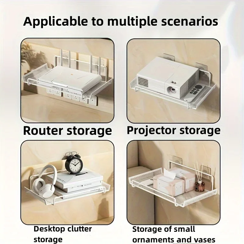 رف توجيه مثبت على الحائط من الفولاذ المقاوم للصدأ منظم موفر للمساحة بدون مثقاب لصناديق التلفزيون العلوية مفاتيح العناصر الصغيرة في غرفة المعيشة