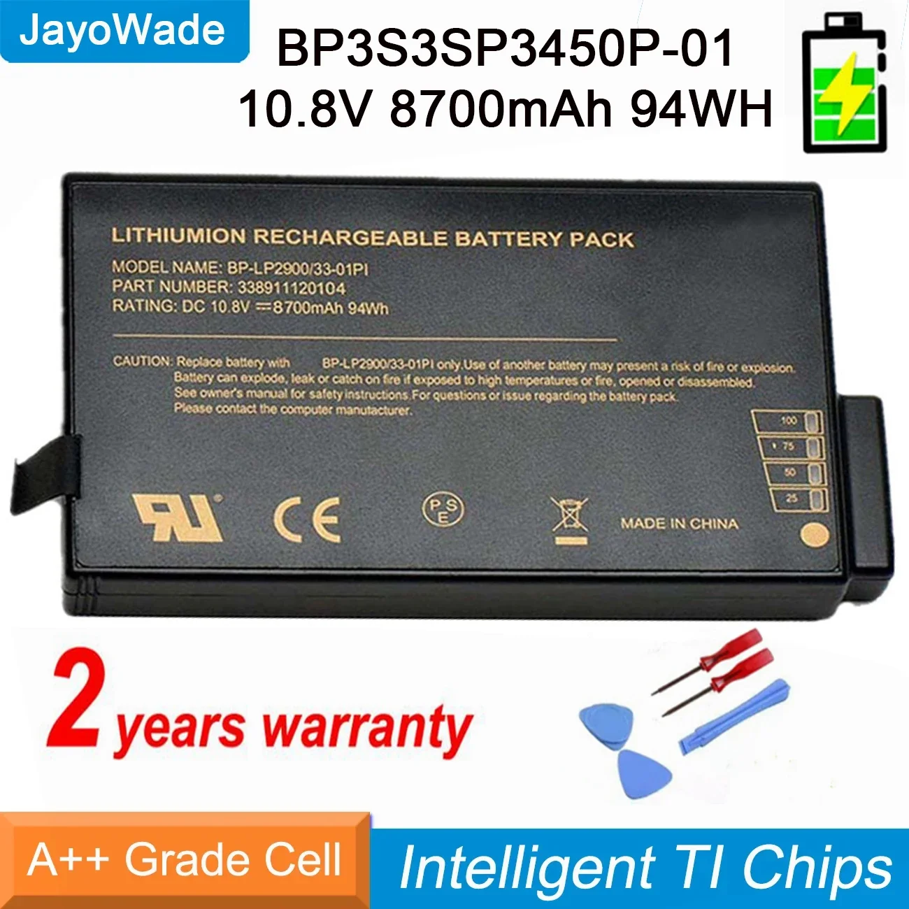 

High Quality 94WH 10.8V 8700mAh Laptop Battery for Getac X500 V100 V1010 V200 M230 BP-LP2900/33-01PI BP3S3P3450P-01 441128400007