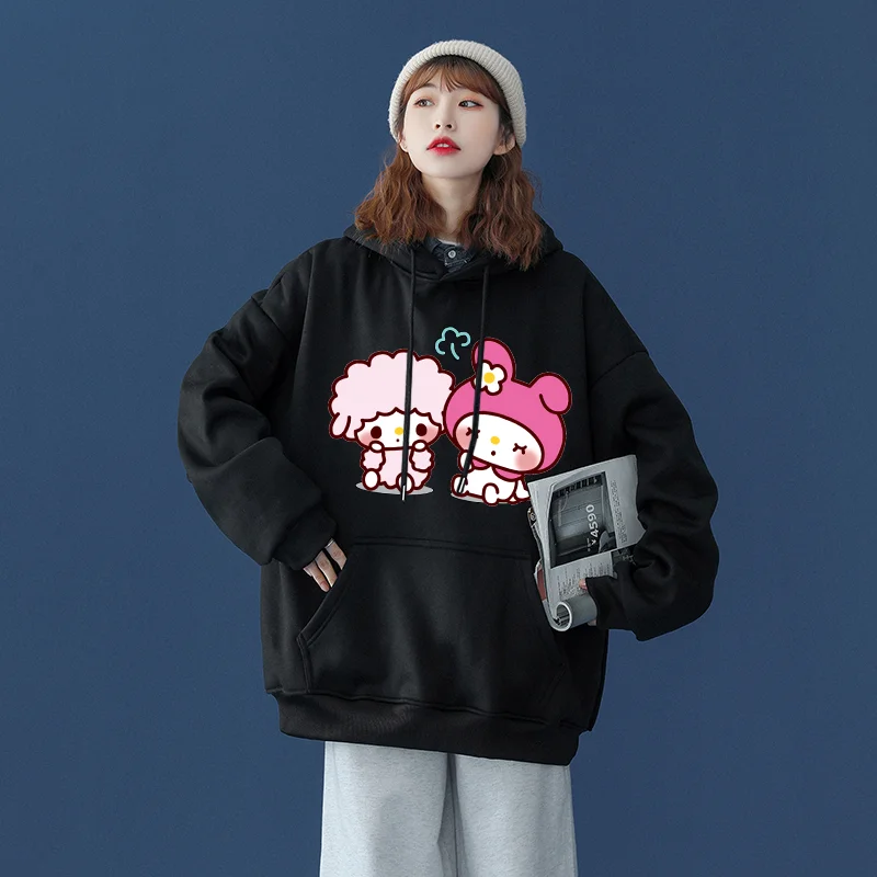 Sanrio My sweet piano Men's and Women's Hoodie Casual Street Clothing Long sleeved Sweatshirt Boys and Girls Autumn Top Coat