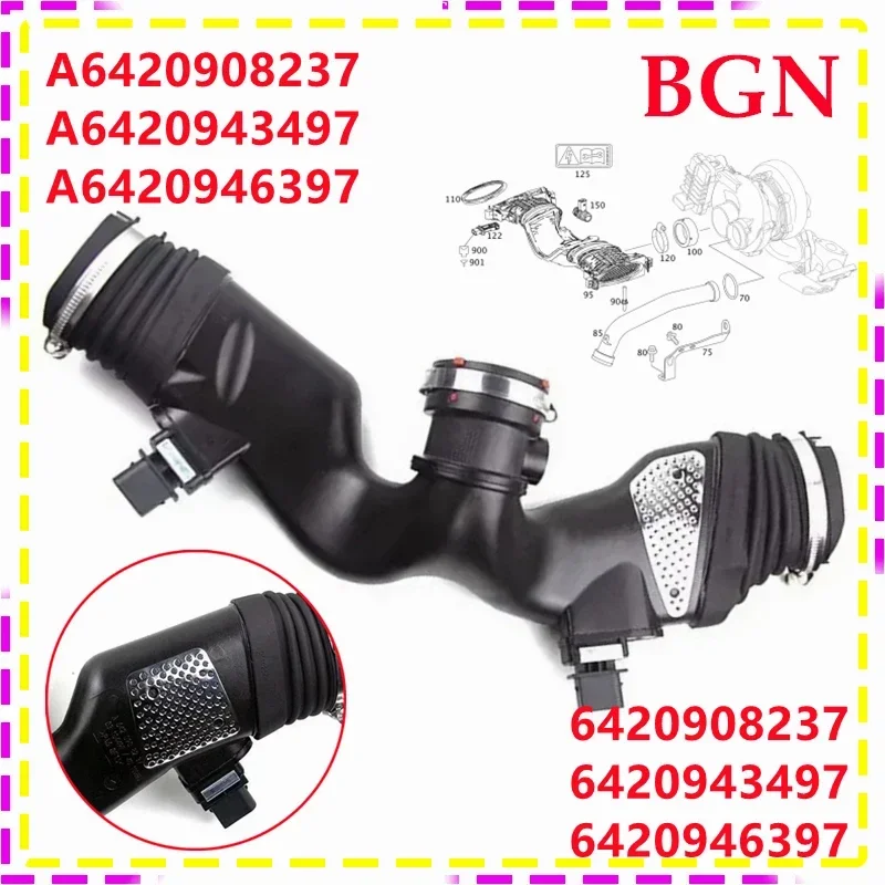 

for Mercedes Benz W211 W164 W251 Engine Air Intake Duct Hose With Flow Mass Sensor A6420908237 A6420943497 A6420946397