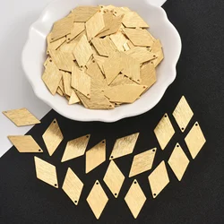 30pcs Bohemian Fashion Brass Single Hole Texture Metal Rhombus Pendant, DIY Jewelry Making Charm Jewelry Accessories