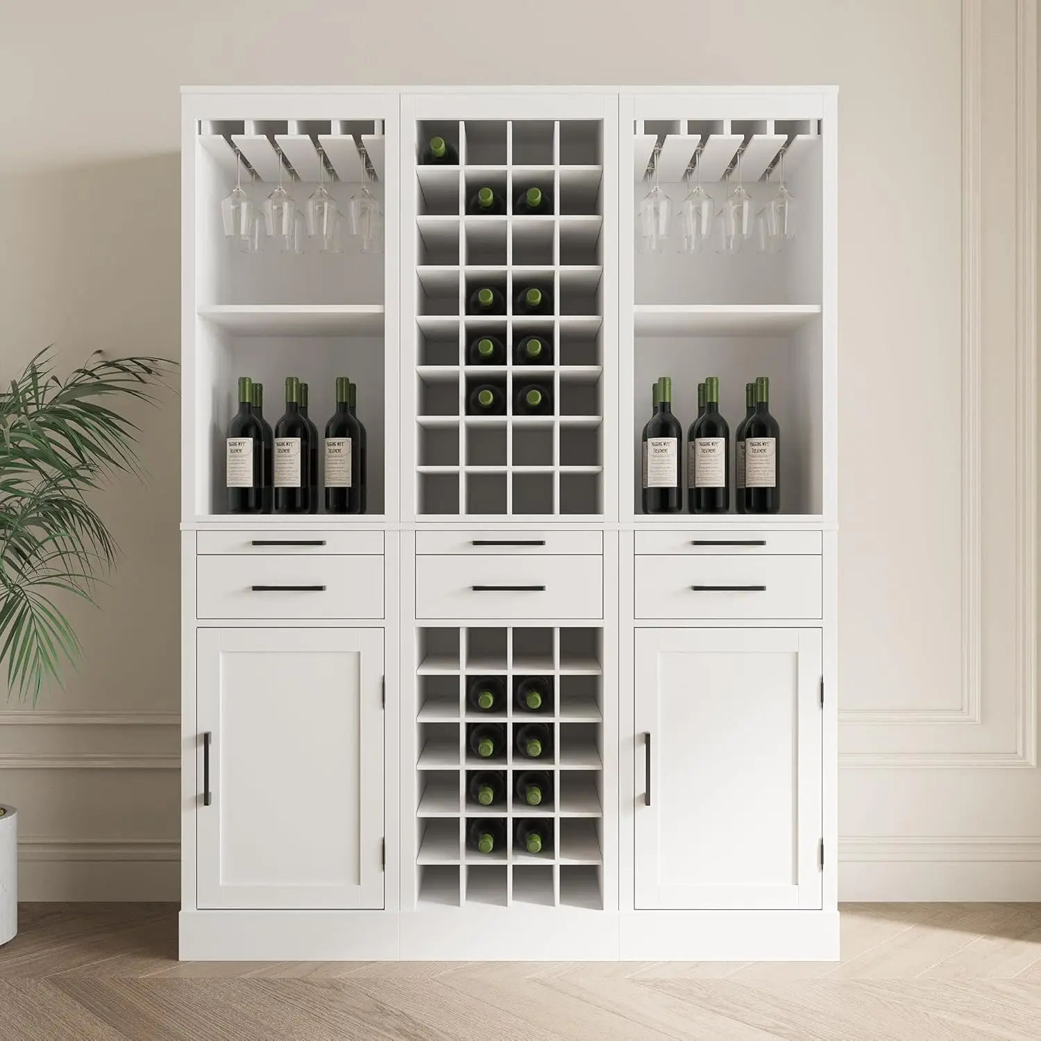 

Bar Cabinet Set,Kitchen Hutch Storage Cabinet Set with Drawers,Wine Racks,Doors and Shelves, Wine Bar Cabinet