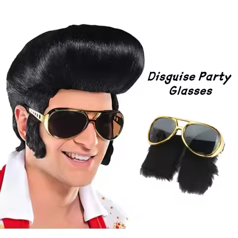 70s Disco Party Disguise Glasses Funny Beard Glasses Movie Role-playing Elvis Prom Funny Glasses Cosplay Dress Up Rock Party