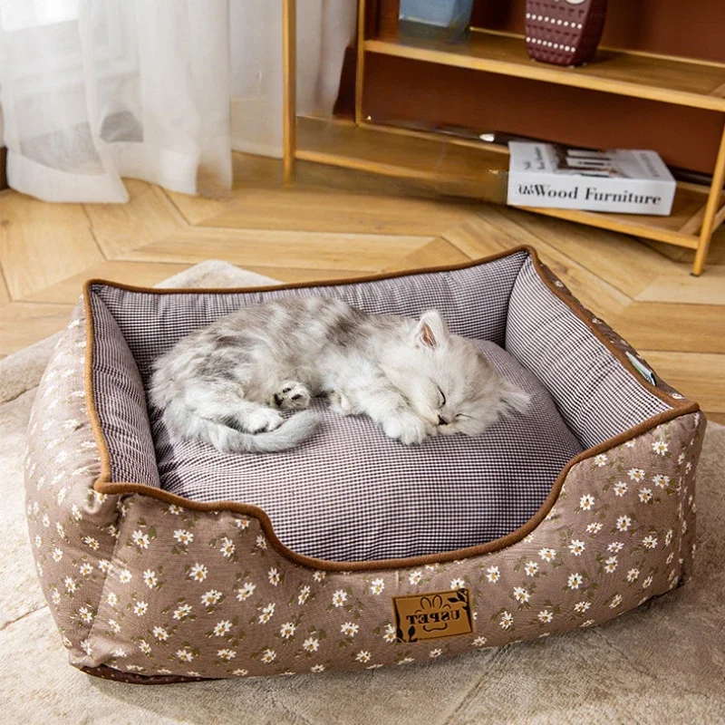 Summer New Kennel Small and Medium Dogs Sofa Bed Small Floral Fresh Removable Washable Nest Four Seasons Universal Pet Supplies