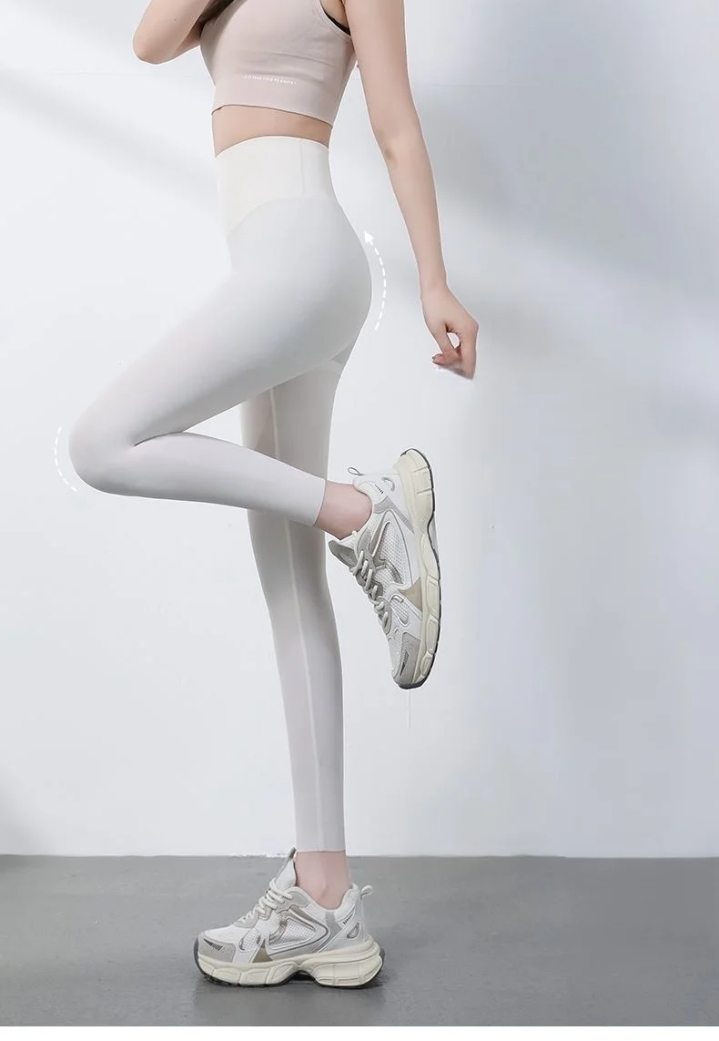 Pantalon de Yoga grande taille pour femmes, aspect épais, antidérapant, peluche, confortable, brillant, décoration de détail, flocons d'avoine, brillant, haute élasticité, GF