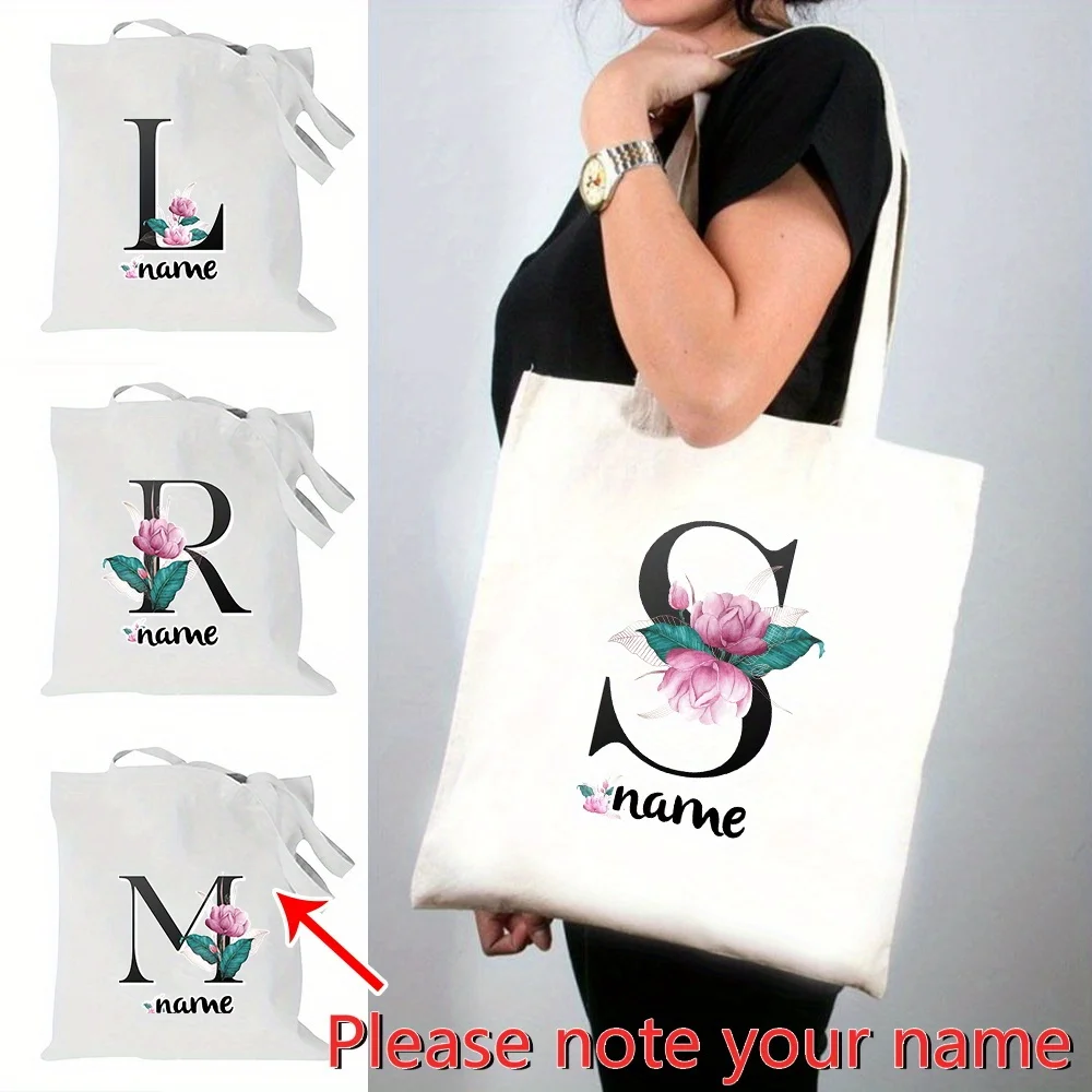 

Customized Women's Handbag Commuter Multi Functional Large Capacity Shoulder Black Letter Canvas Shopping Bag