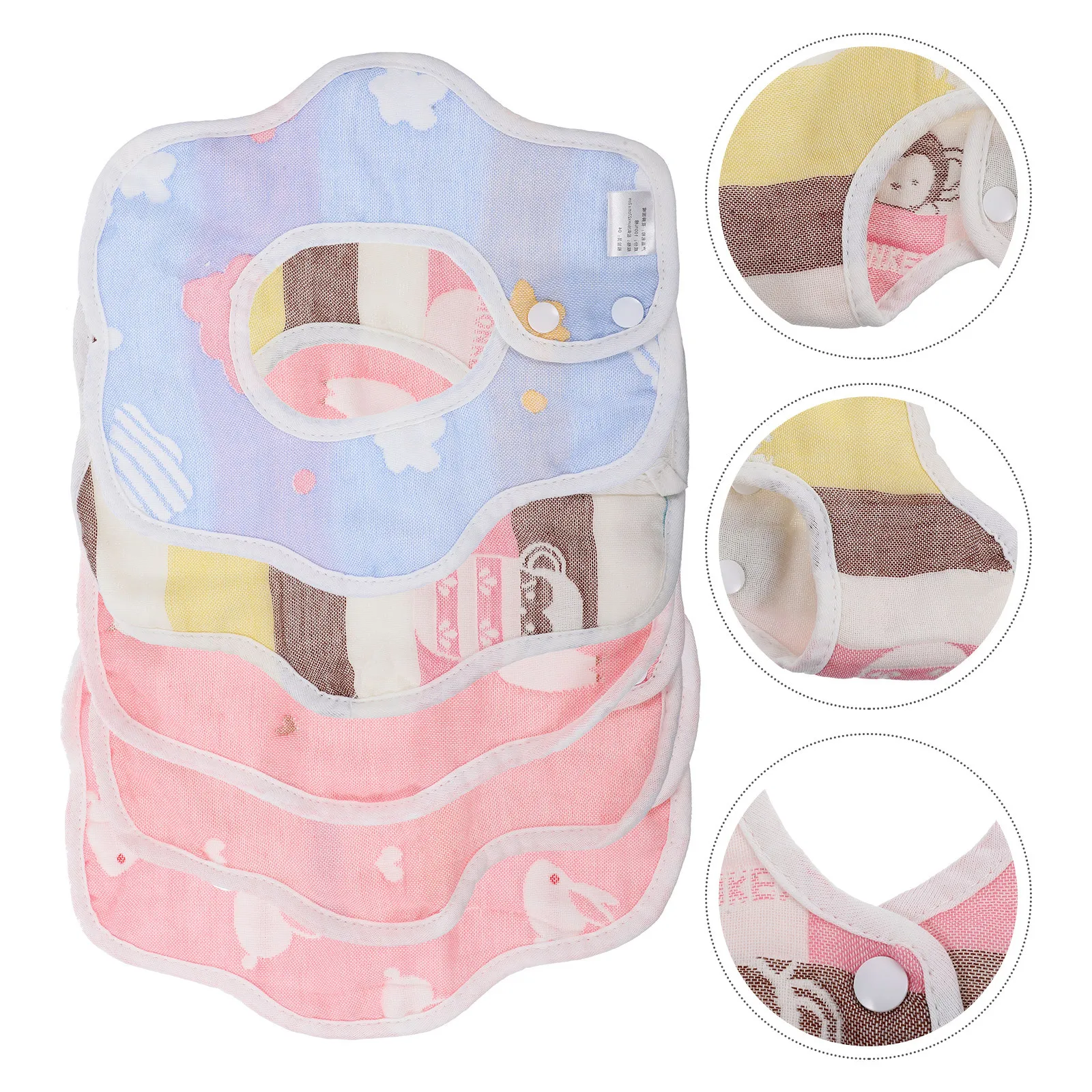 

5Pcs Baby Saliva Towels Cotton Cartoon Printing Bibs for Newborn Infant Drooling Absorbent Soft Reusable Feeding Bib
